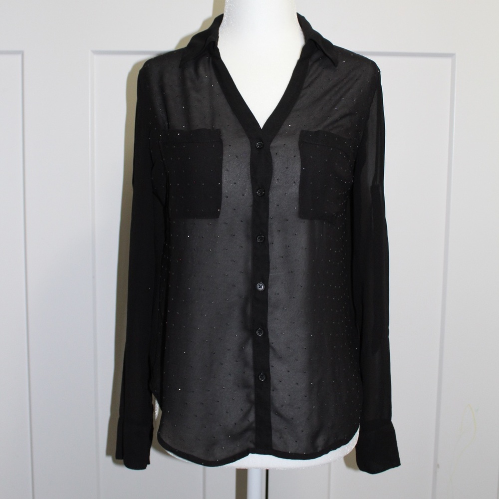 Express Black Button Down Blouse